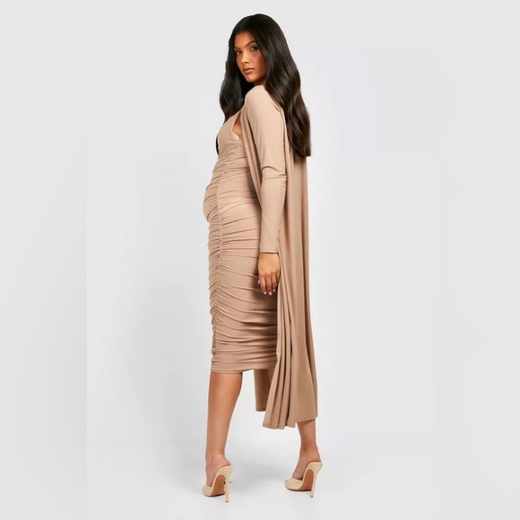 MATERNITY STRAPPY COWL NECK DRESS AND DUSTER - Picture 2 of 3